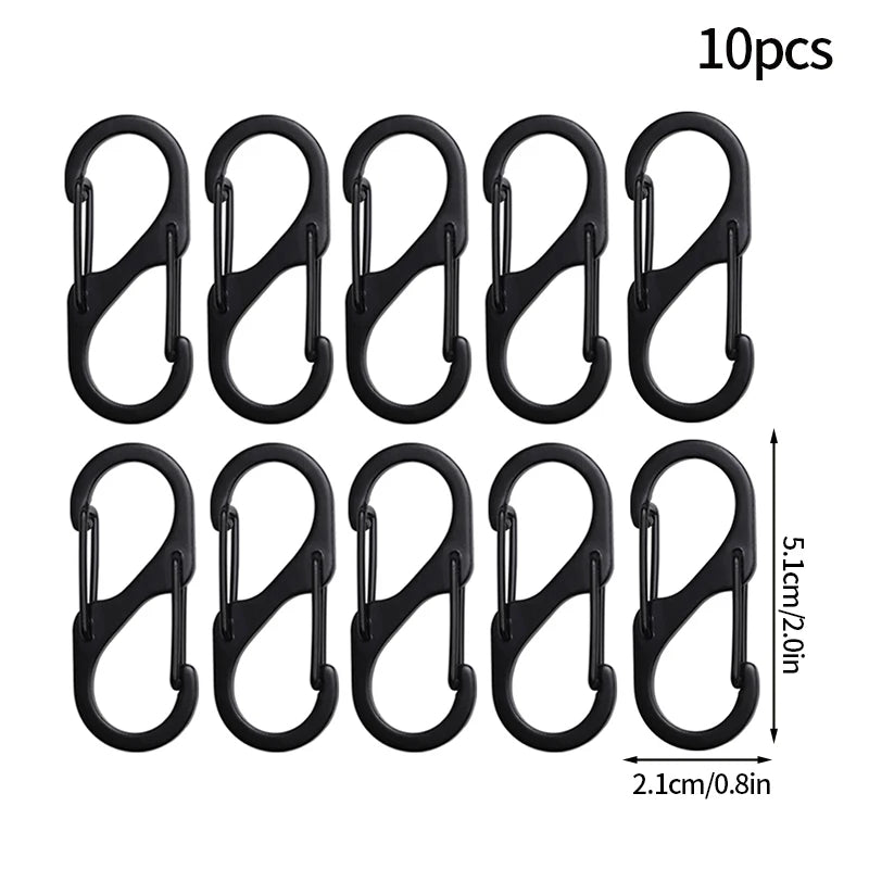 5PCS Tactical S-Type Carabiner Hooks – Mini Aluminum Keychain Clips for Camping & Hiking